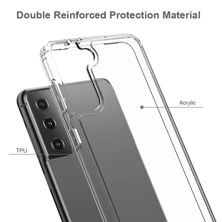 Acrílico + TPU Híbrido Anti-scratch Transparent Crystal Clear Case Para Samsung Galaxy S21 + 5G