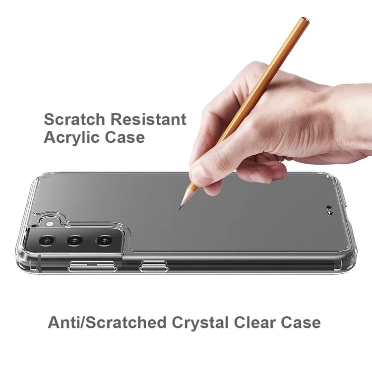 Crystal Clear Anti-scratch Transparent Acrylic + TPU Hybrid Case for Samsung Galaxy S21 4G/5G