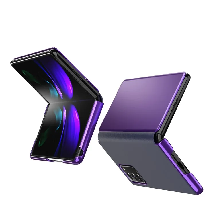 Surface De Miroir Plaquée Multiple Pour Samsung Galaxy Z Fold2 5g Stand Cover Window Windows Coque En Cuir - Mauve