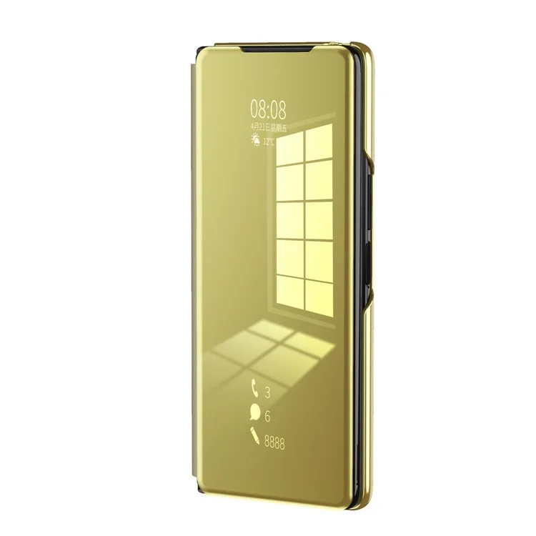 Múltiplas Cores Plated Espelho Superfície Para Samsung Galaxy Z Fold2 5G Stand Cover Capa De Couro - Ouro