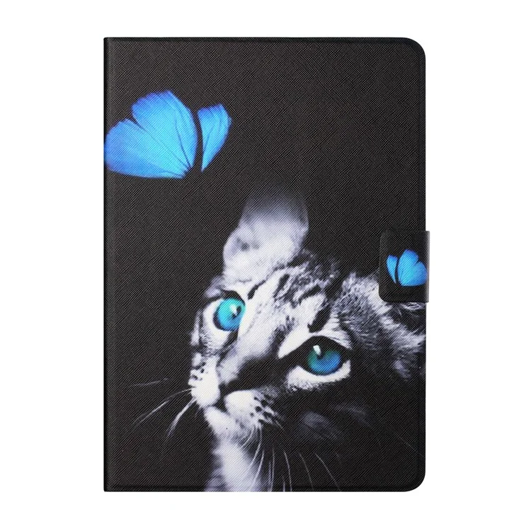 Protecteur de tablette à motif distinctif pour Samsung Galaxy Tab A7 10.4 (2020) / (2022) Emplacements pour cartes Support en cuir - Chat et Papillon