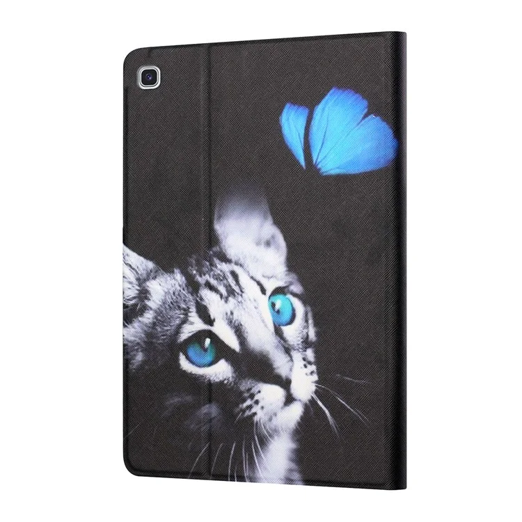Protecteur de tablette à motif distinctif pour Samsung Galaxy Tab A7 10.4 (2020) / (2022) Emplacements pour cartes Support en cuir - Chat et Papillon
