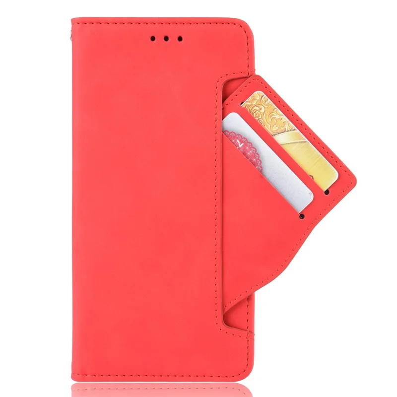 For Samsung Galaxy M12 / A12 Multiple Card Slots Protective Cover Stand Leather Case - Red