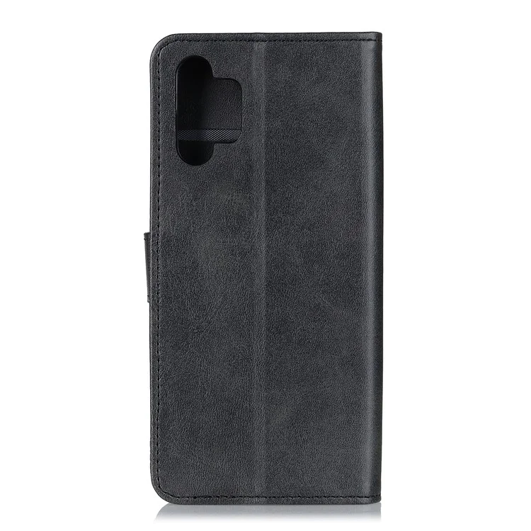 Capéu de Telefone Celular Stand Para Samsung Galaxy A32 5G / M32 5G PU Chaetele Poele Protector Case - Preto