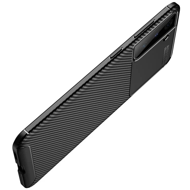 Absorption D'amortisseur Fibre de Carbone TPU Téléphone Protecteur Pour Samsung Galaxy S21 4g / 5g Accessoire de Téléphone Portable - le Noir