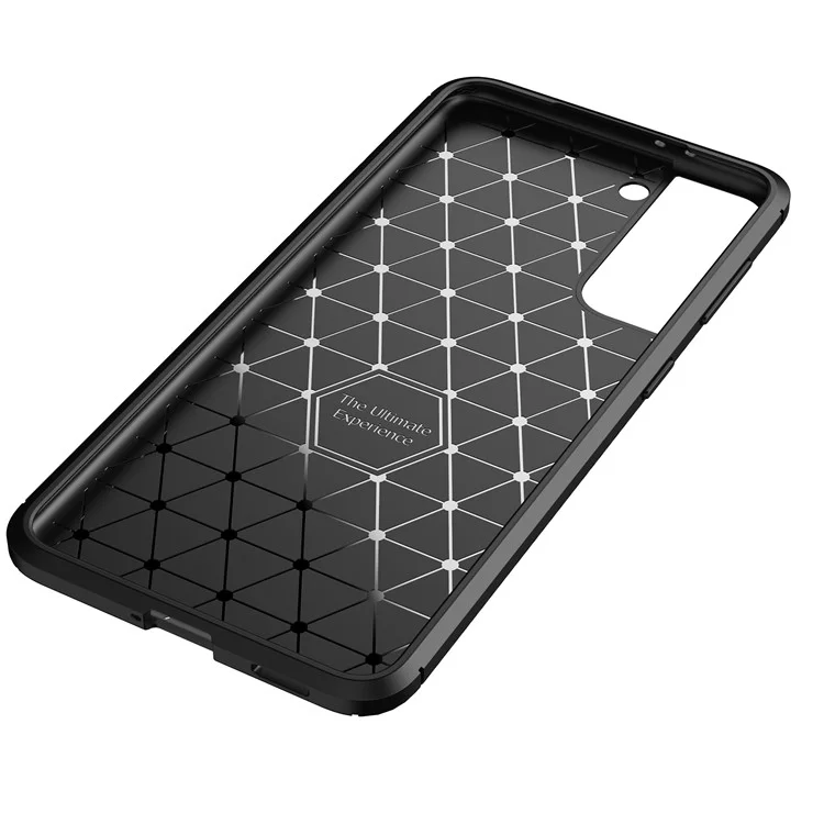 Stoßdämpfende Kohlefaser-TPU-Handyhülle für Samsung Galaxy S21 4G/5G-Mobiltelefon-Zubehör - Schwarz