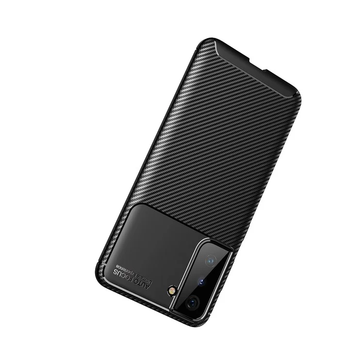 Stoßdämpfende Kohlefaser-TPU-Handyhülle für Samsung Galaxy S21 4G/5G-Mobiltelefon-Zubehör - Schwarz