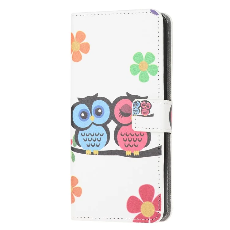 Protetor de Impressão de Padrão para Samsung Galaxy A02s (164,2x75,9x9,1mm) Capa de Carteira de Couro PU com Suporte - Dois Corujas