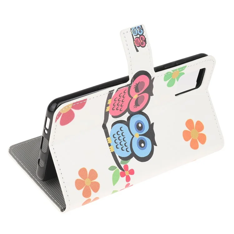 Protetor de Impressão de Padrão para Samsung Galaxy A02s (164,2x75,9x9,1mm) Capa de Carteira de Couro PU com Suporte - Dois Corujas