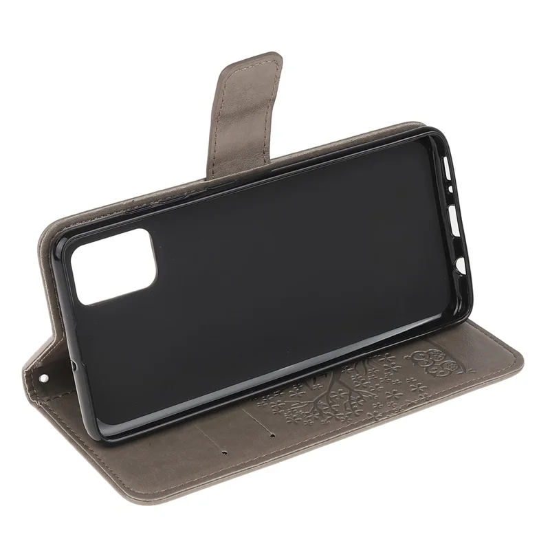 Capa Carteira Estilosa em Pele com Padrão de Coruja da Imprint Tree para Samsung Galaxy A02s (164,2 mm) - Cinzenta