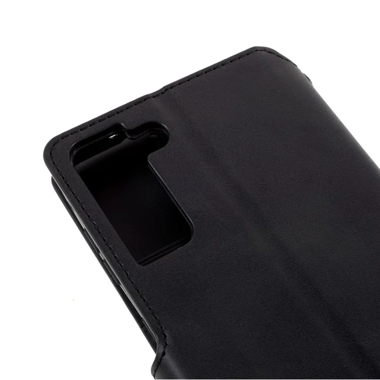 AZNS for Samsung Galaxy S21+ 5G Leather Wallet Stand Phone Cover Shell - Black