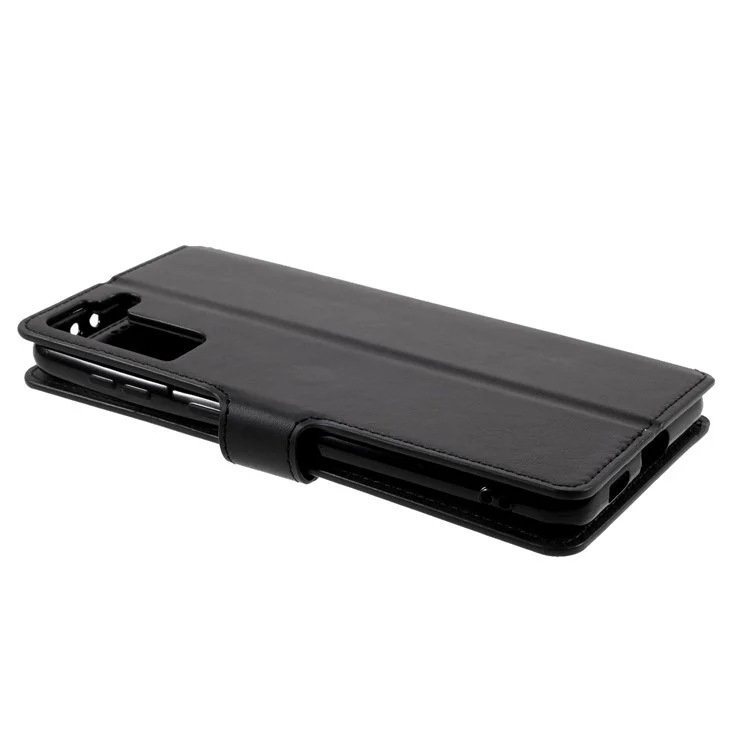 AZNS for Samsung Galaxy S21+ 5G Leather Wallet Stand Phone Cover Shell - Black