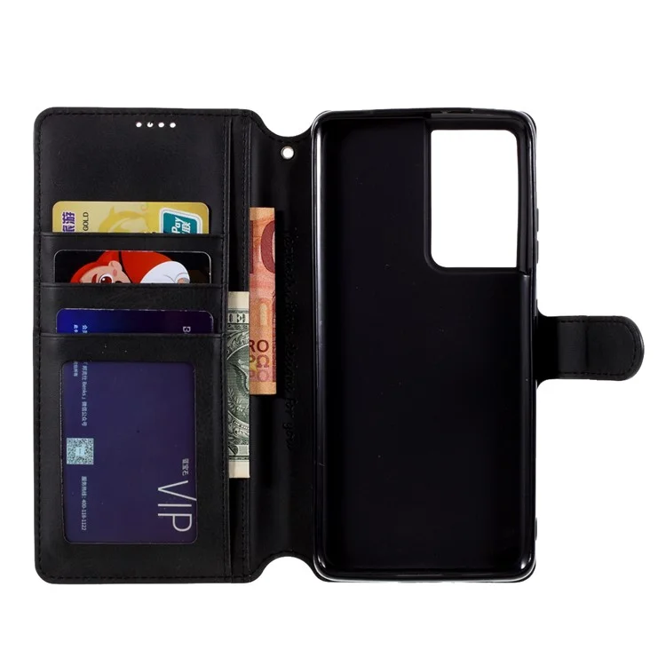 AZNS Cover for Samsung Galaxy S21 Ultra 5G Leather Wallet Stand Phone Shell - Black