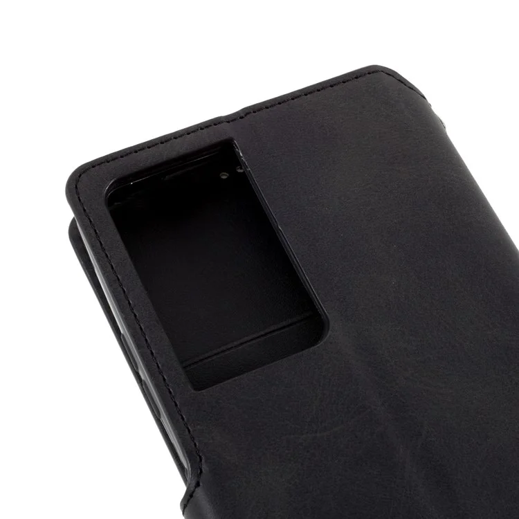 AZNS Cover for Samsung Galaxy S21 Ultra 5G Leather Wallet Stand Phone Shell - Black