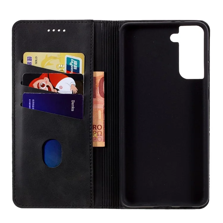 AZNS Auto-absorbed Leather Cover für Samsung Galaxy S21+ 5G Stand Case - Schwarz