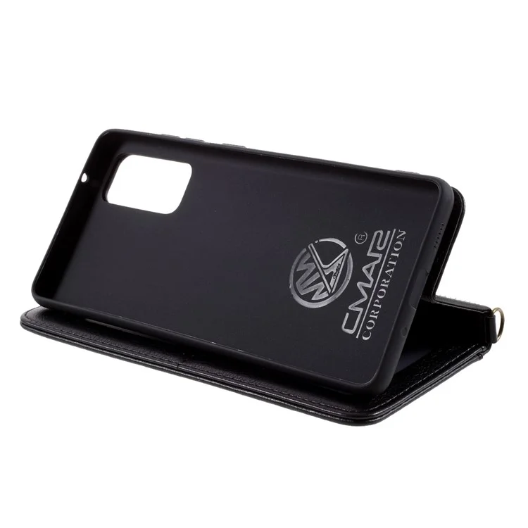 CMAI2 Para Samsung Galaxy S20 fe 4G/5G/S20 Lite/S20 fe 2022 Cubierta de Cuero Folio PU Absorbida Automática Con Ranuras Para Tarjetas - Negro