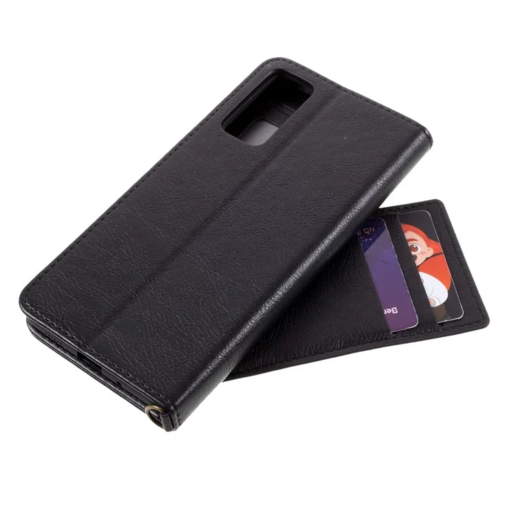 CMAI2 Pour Samsung Galaxy S20 fe 4g / 5g / S20 Lite / S20 fe 2022 Couverture en Cuir PU Folio PU Auto-absorbed Avec Machines à Sous de Cartes - le Noir