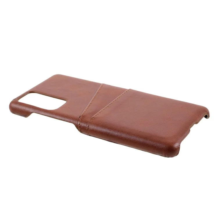 For Samsung Galaxy S20 FE 4G/5G/S20 Lite/S20 FE 2022 Double Card Slots PU Leather Coated PC Cover - Dark Brown
