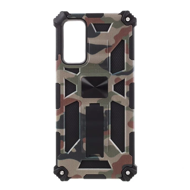 Para Samsung Galaxy S20 fe 4G/5G/S20 Lite/S20 fe 2022 Estilo de Camuflaje Absorción de Choque Desmejable 2 en 1 Capacidad Protectora de Teléfono - Ejercito Verde