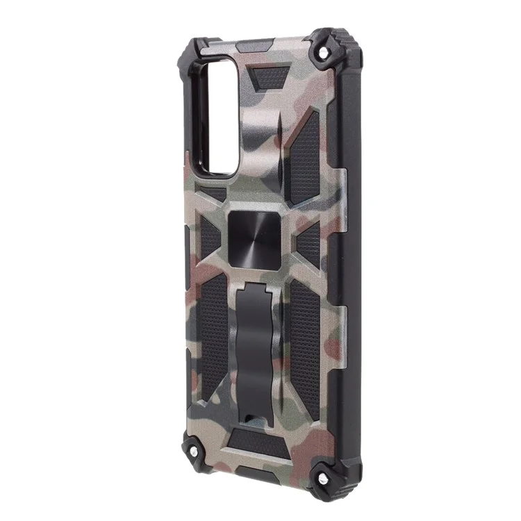 Para Samsung Galaxy S20 fe 4G/5G/S20 Lite/S20 fe 2022 Estilo de Camuflaje Absorción de Choque Desmejable 2 en 1 Capacidad Protectora de Teléfono - Ejercito Verde