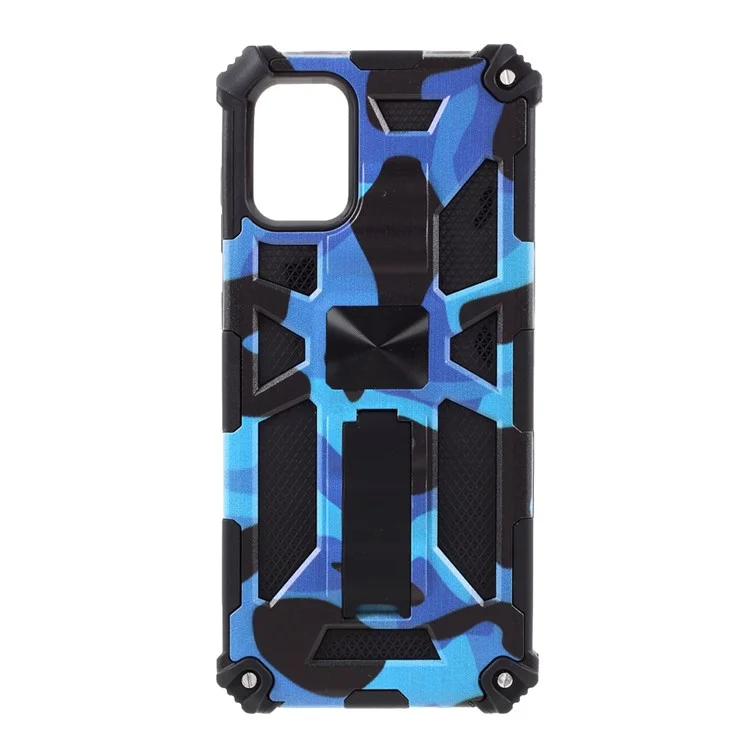 Camouflage Design Detachable 2 in 1 Shock Absorption Phone Protective Shell for Samsung Galaxy A71 SM-A715 - Blue