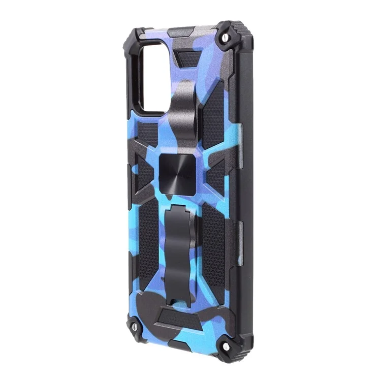 Camouflage Design Detachable 2 in 1 Shock Absorption Phone Protective Shell for Samsung Galaxy A71 SM-A715 - Blue
