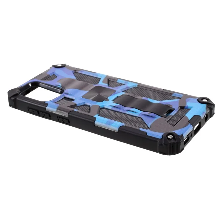 Camouflage Design Detachable 2 in 1 Shock Absorption Phone Protective Shell for Samsung Galaxy A71 SM-A715 - Blue