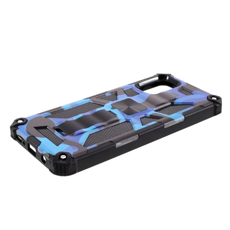Camouflage Design Detachable 2 in 1 Shock Absorption Phone Protective Shell for Samsung Galaxy A71 SM-A715 - Blue