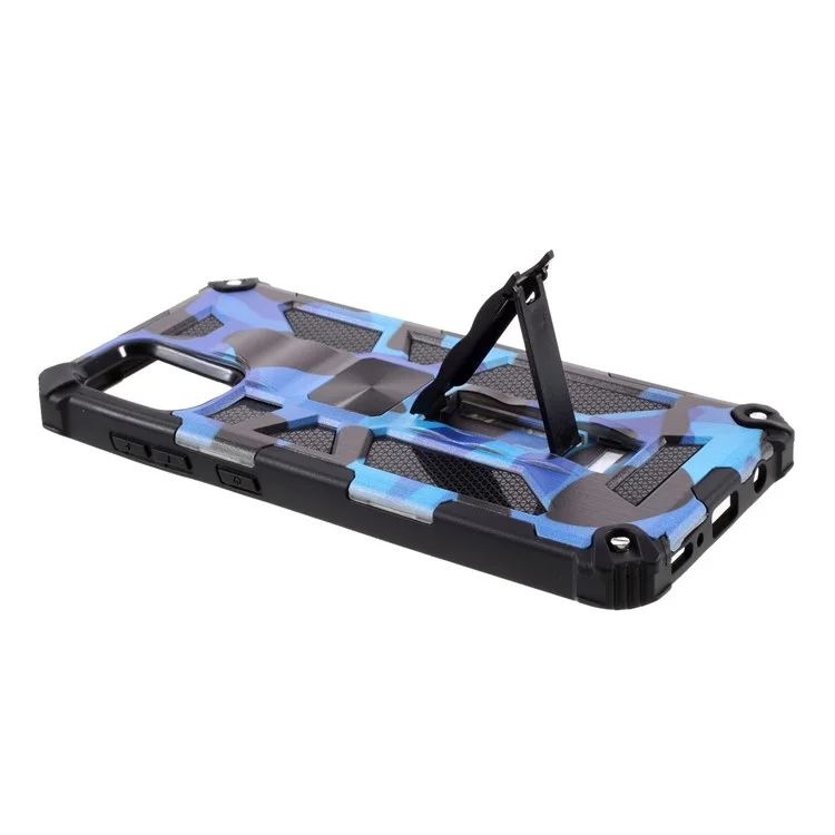 Camouflage Design Detachable 2 in 1 Shock Absorption Phone Protective Shell for Samsung Galaxy A71 SM-A715 - Blue