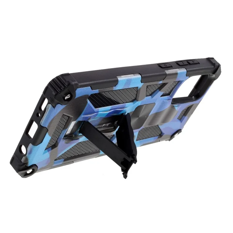 Camouflage Design Detachable 2 in 1 Shock Absorption Phone Protective Shell for Samsung Galaxy A71 SM-A715 - Blue