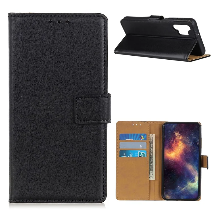 Para Samsung Galaxy A32 5G / M32 5G Cubierta de Billetera Flip Flip Cuero Caja de Teléfono - Negro Oscuro