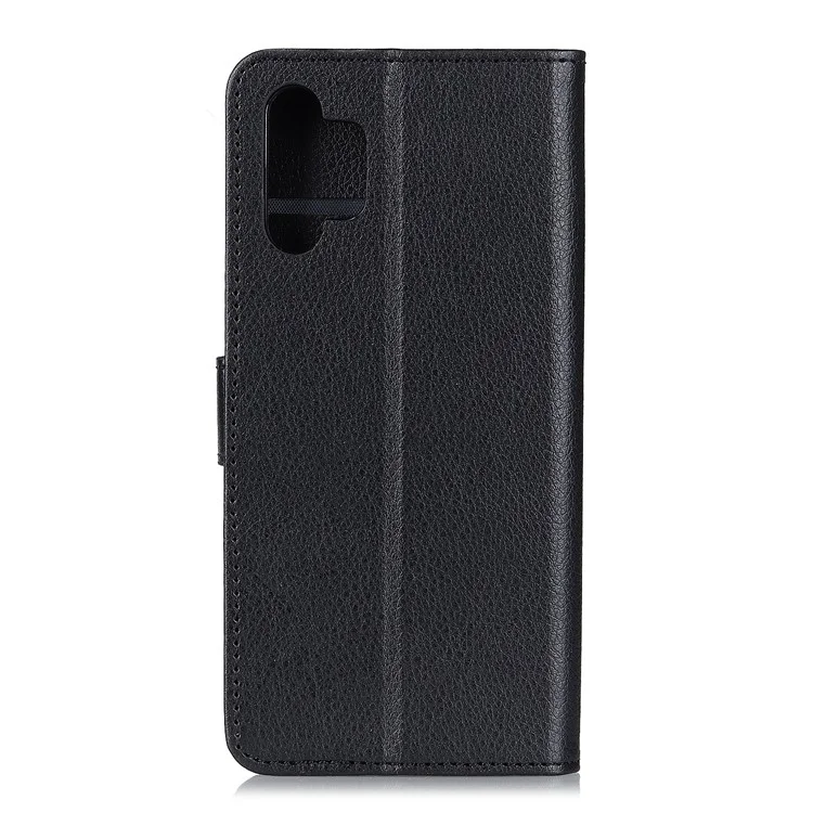 For Samsung Galaxy A32 5G / M32 5G Classic Litchi Texture Leather Phone Case with Wallet + Stand - Black