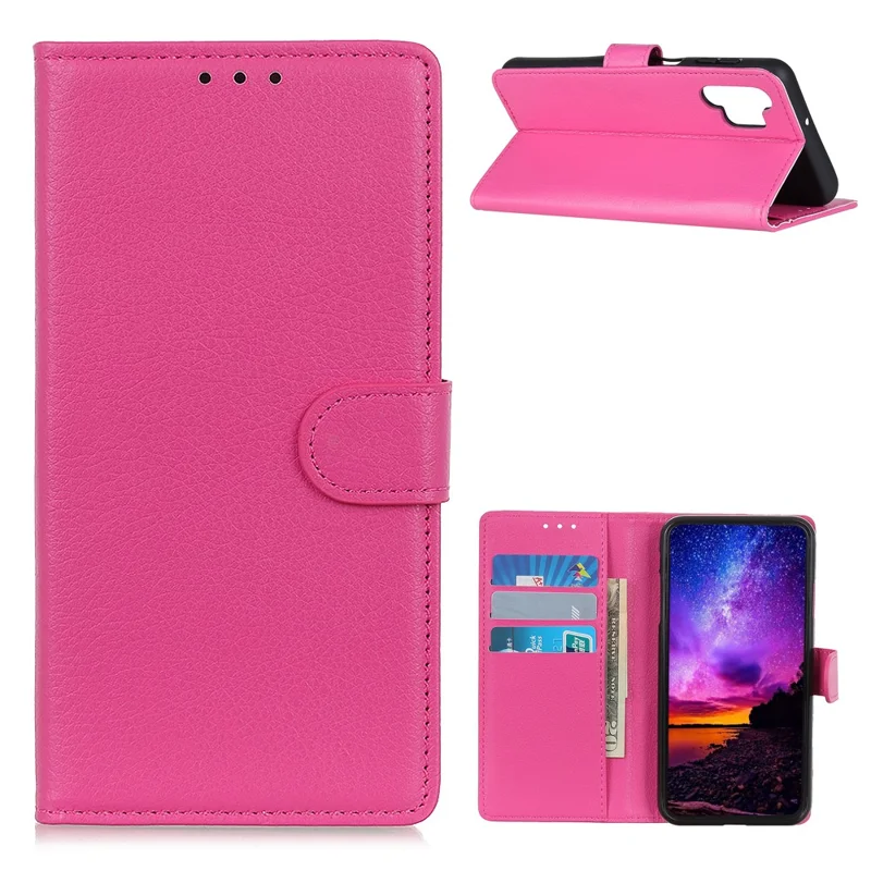 For Samsung Galaxy A32 5G / M32 5G Classic Litchi Texture Leather Phone Case with Wallet + Stand - Rose