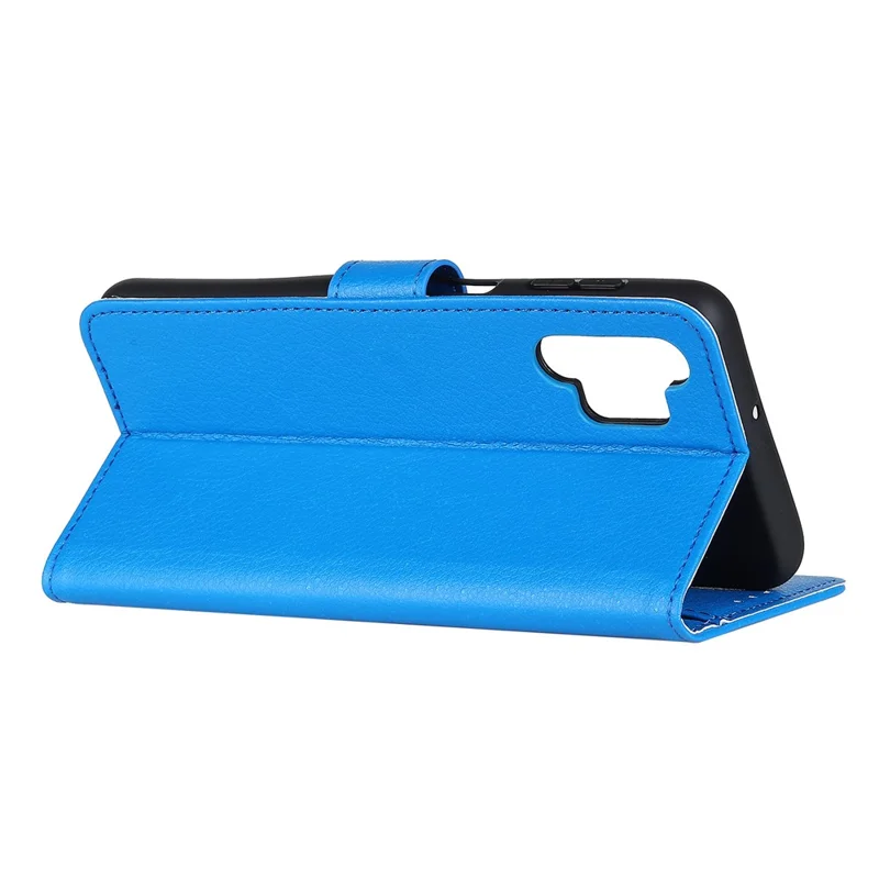 For Samsung Galaxy A32 5G / M32 5G Classic Litchi Texture Leather Phone Case with Wallet + Stand - Blue