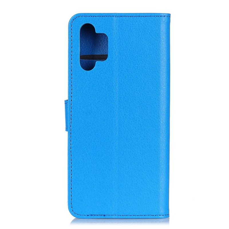 For Samsung Galaxy A32 5G / M32 5G Classic Litchi Texture Leather Phone Case with Wallet + Stand - Blue