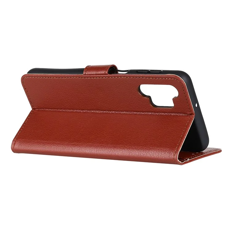 For Samsung Galaxy A32 5G / M32 5G Classic Litchi Texture Leather Phone Case with Wallet + Stand - Brown