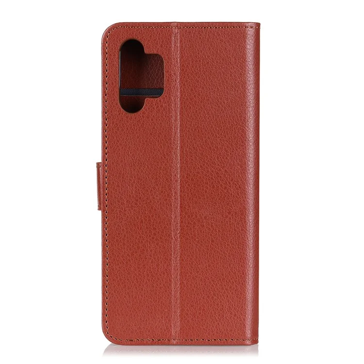 For Samsung Galaxy A32 5G / M32 5G Classic Litchi Texture Leather Phone Case with Wallet + Stand - Brown