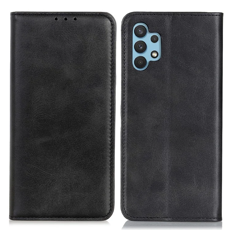 For Samsung Galaxy A32 5G / M32 5G Auto-absorbed Wallet Stand Split Leather Phone Case Cell Phone Cover - Black