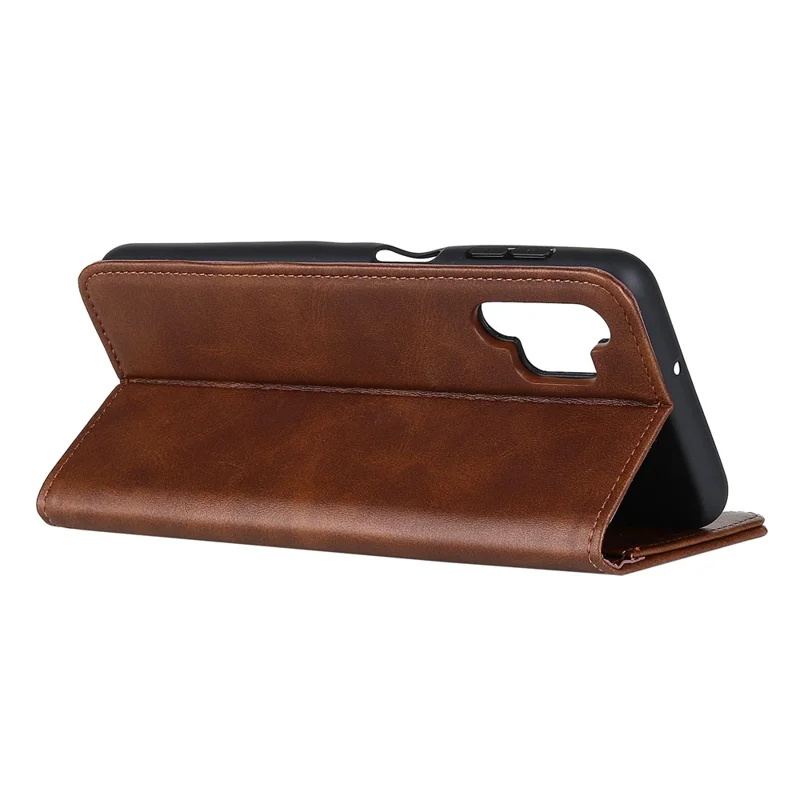 For Samsung Galaxy A32 5G / M32 5G Auto-absorbed Wallet Stand Split Leather Phone Case Cell Phone Cover - Coffee