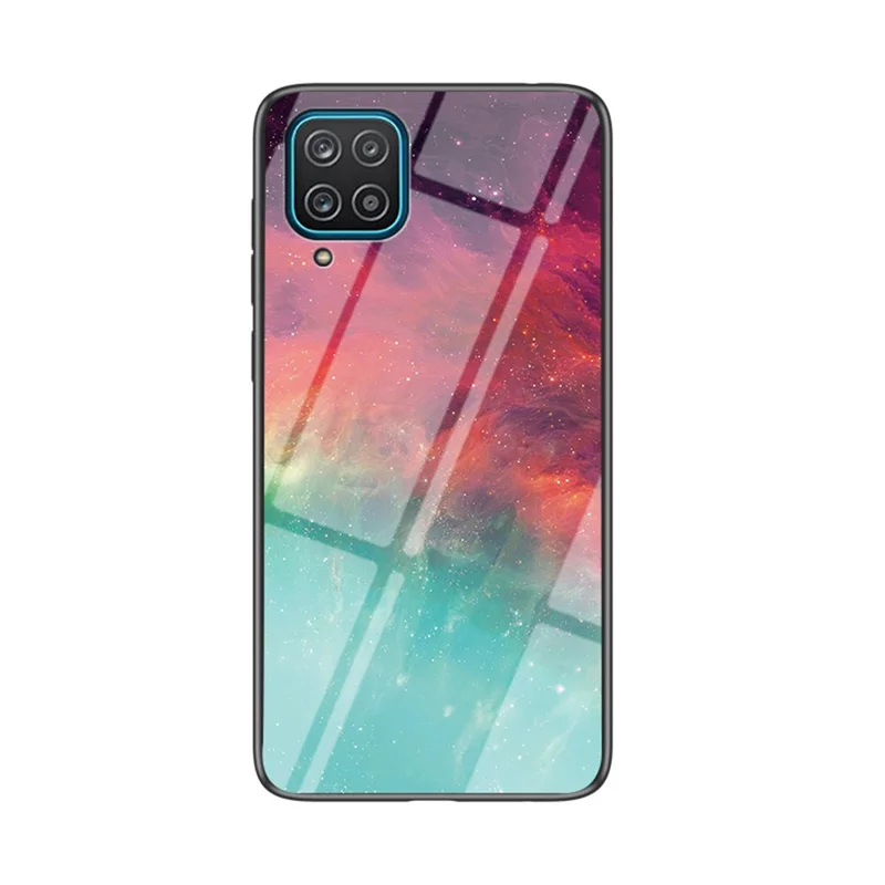 Pattern Printing Shell for Samsung Galaxy A12 Glass + PC + TPU Hybrid Case - Color Sky