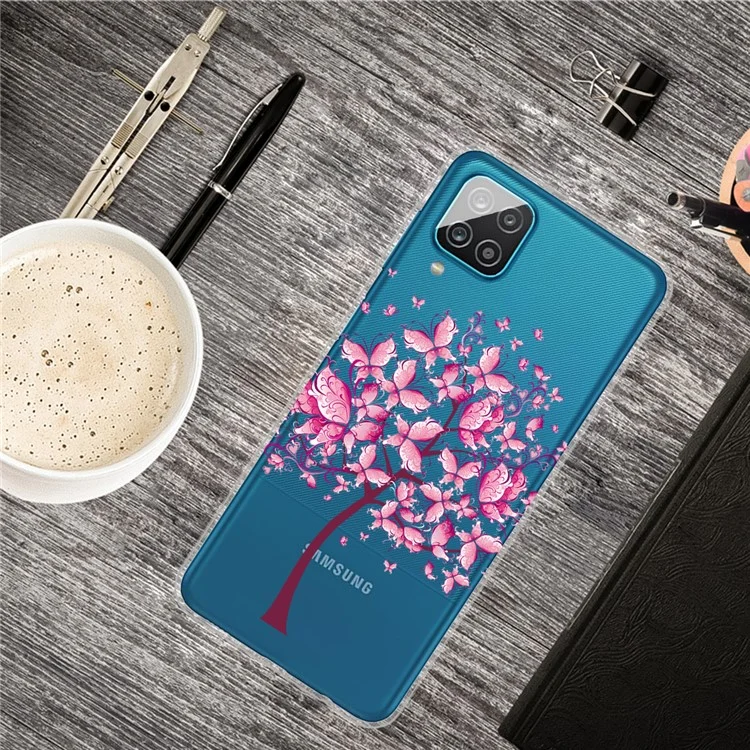 For Samsung Galaxy A12 Pattern Printing TPU Phone Protective Cover - Flower Tree