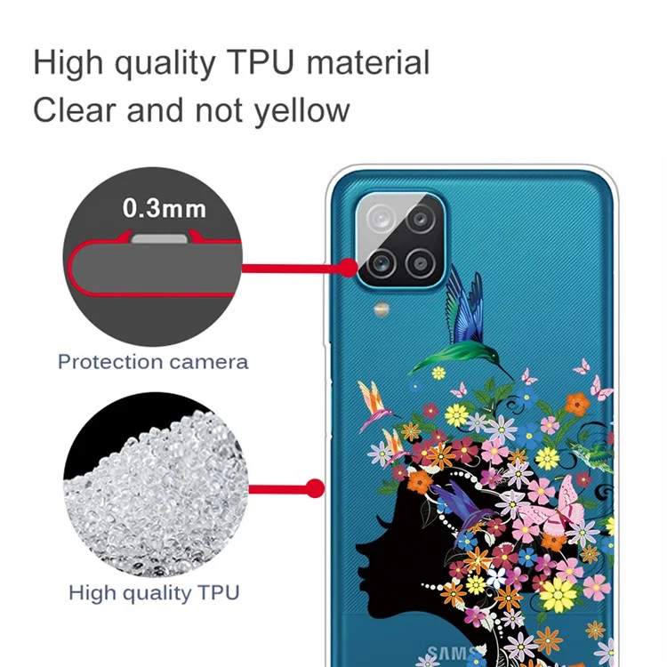 Для Samsung Galaxy A12 Printing Printing TPU Phone Protective Cover - Красота