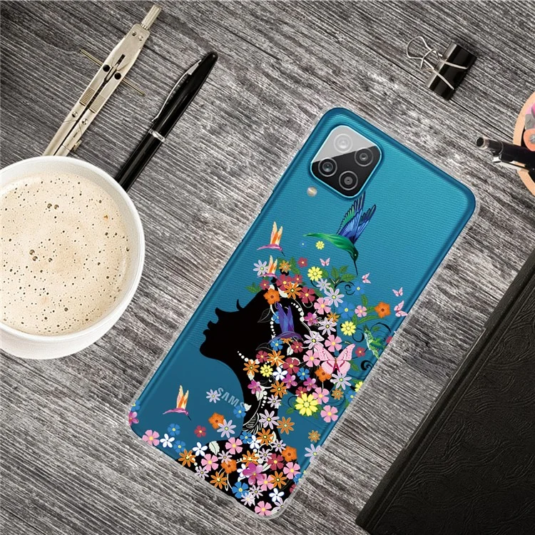 Для Samsung Galaxy A12 Printing Printing TPU Phone Protective Cover - Красота