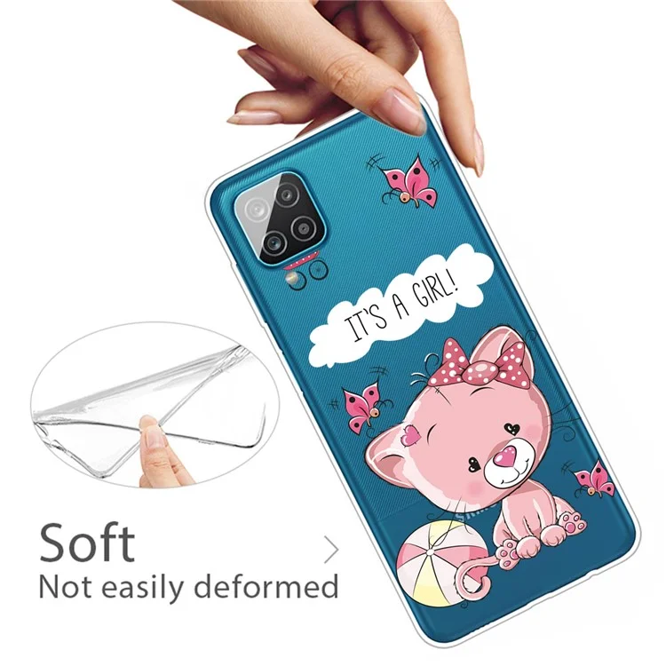 Per Samsung Galaxy A12 Stampa di Stampa TPU Coperchio Protettivo Per Telefono TPU - Orso Rosa