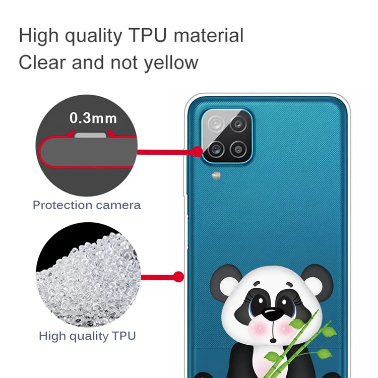 Für Das Samsung Galaxy A12 Musterdruck TPU -telefonschutzabdeckung - Panda Und Bambus
