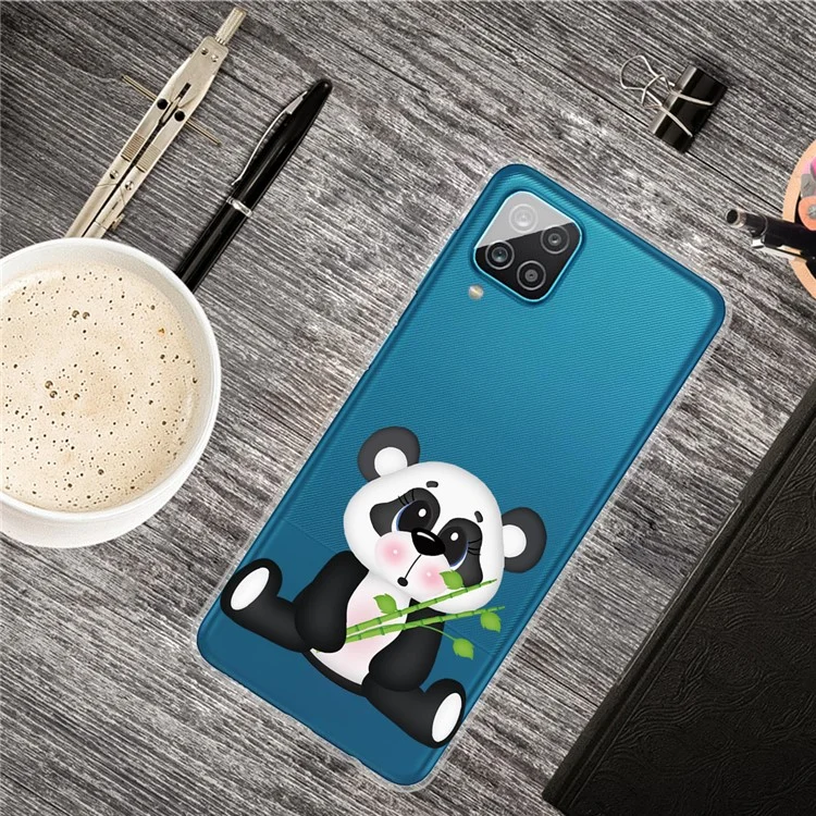 Für Das Samsung Galaxy A12 Musterdruck TPU -telefonschutzabdeckung - Panda Und Bambus