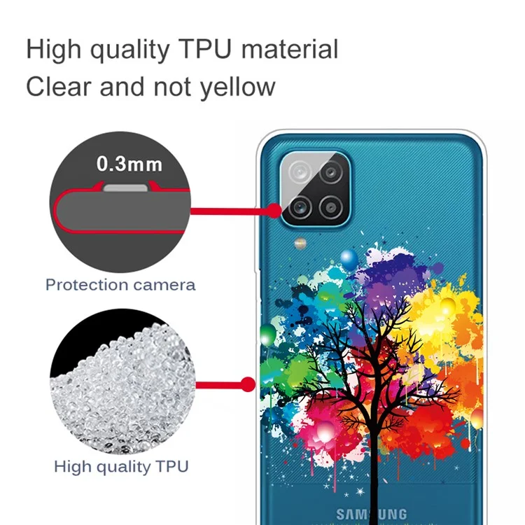 For Samsung Galaxy A12 Pattern Printing TPU Phone Protective Cover - Colorized Tree