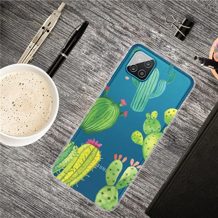 Couverture de Protection du Téléphone TPU Flexible à Motifs Pour Samsung Galaxy A12 - Cactus