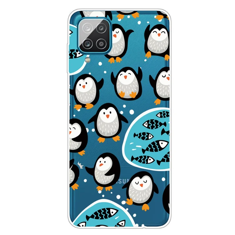 Patterned Flexible TPU Phone Protective Cover for Samsung Galaxy A12 - Penguins