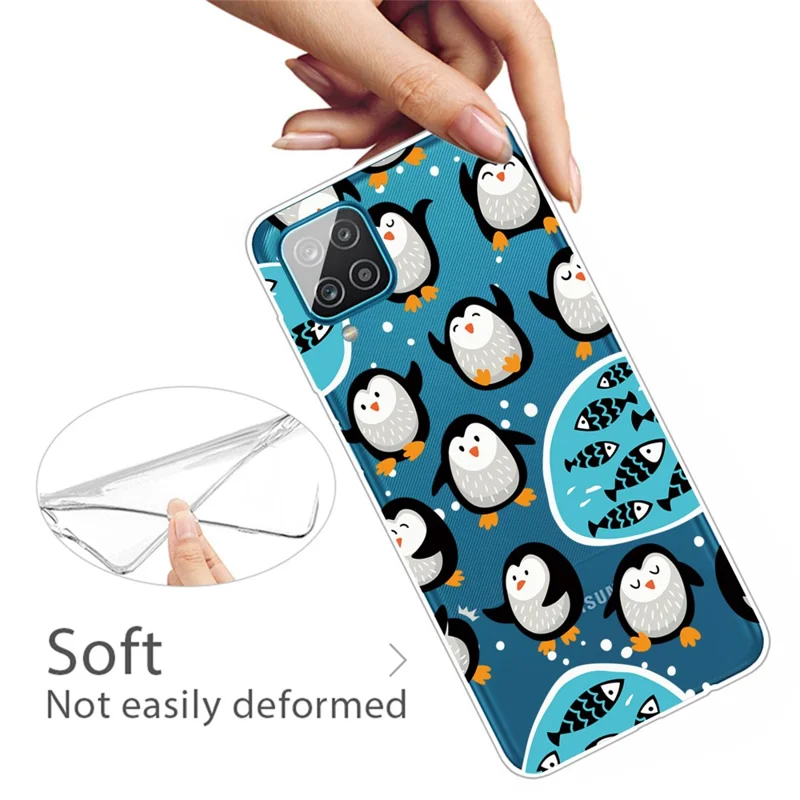 Patterned Flexible TPU Phone Protective Cover for Samsung Galaxy A12 - Penguins